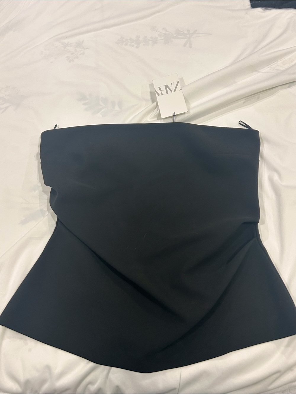 Zara Strapless Black Draped Top